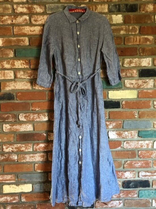 CP Shades Dresses & Skirts - CP Shades Regina Linen Chambray Tunic Tie Waist Maxi Dress